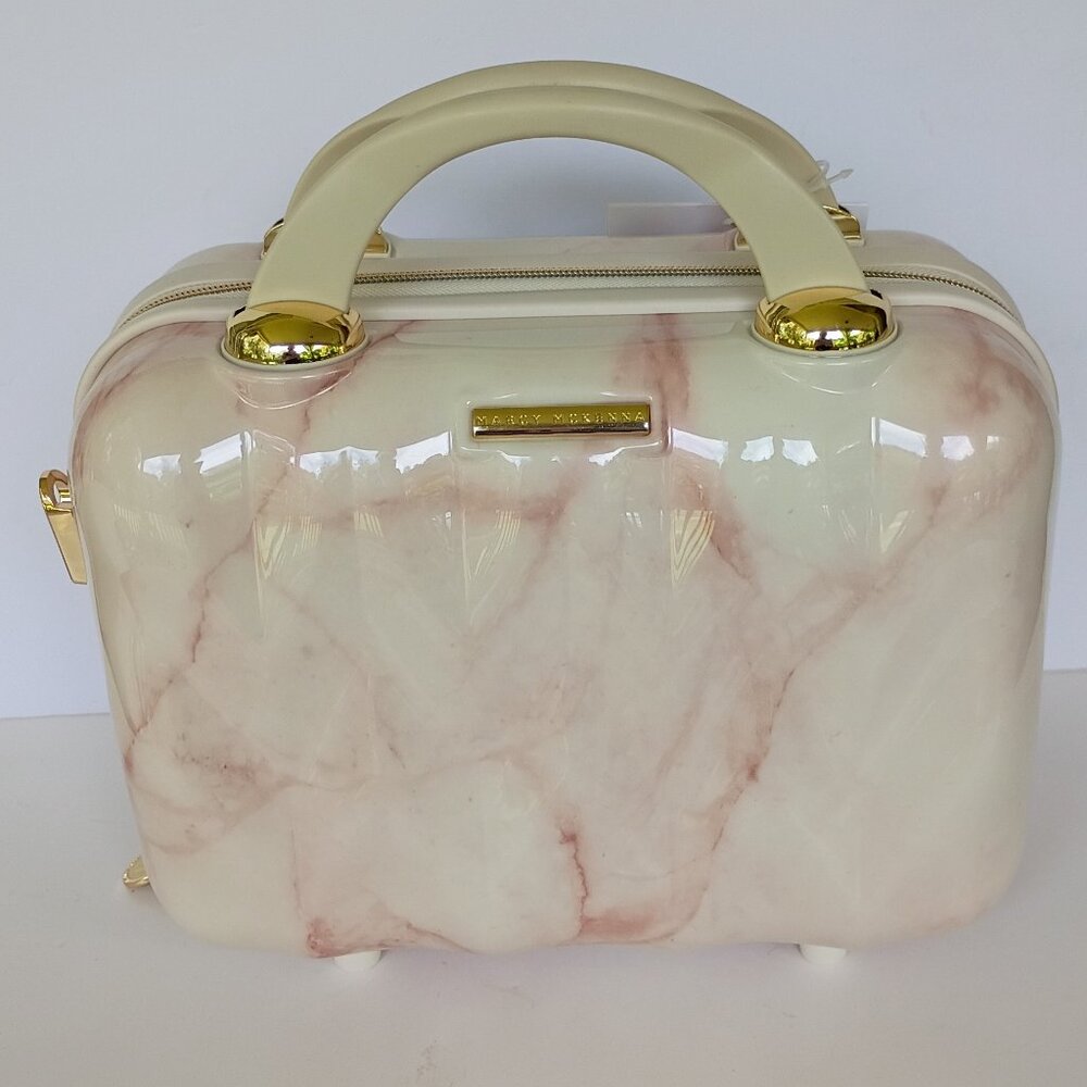 Marcy Mckenna The Essentials Milan Beauty Case Marble Gold hardware Case NWT